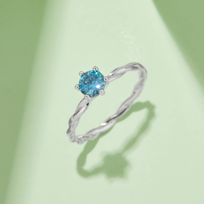 直臂藤蔓S925银镀白金MoissaniteWomen's Ring50分D级